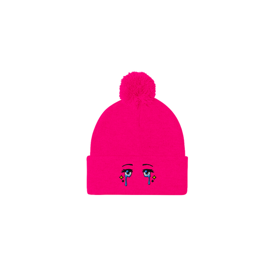 Somber Eyes Pom Pom Beanie