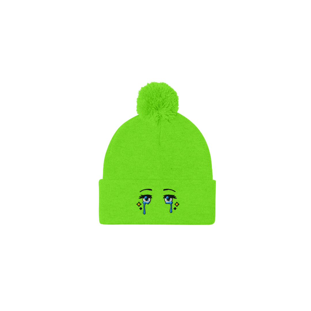 Somber Eyes Pom Pom Beanie