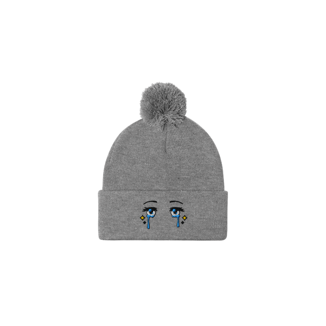 Somber Eyes Pom Pom Beanie